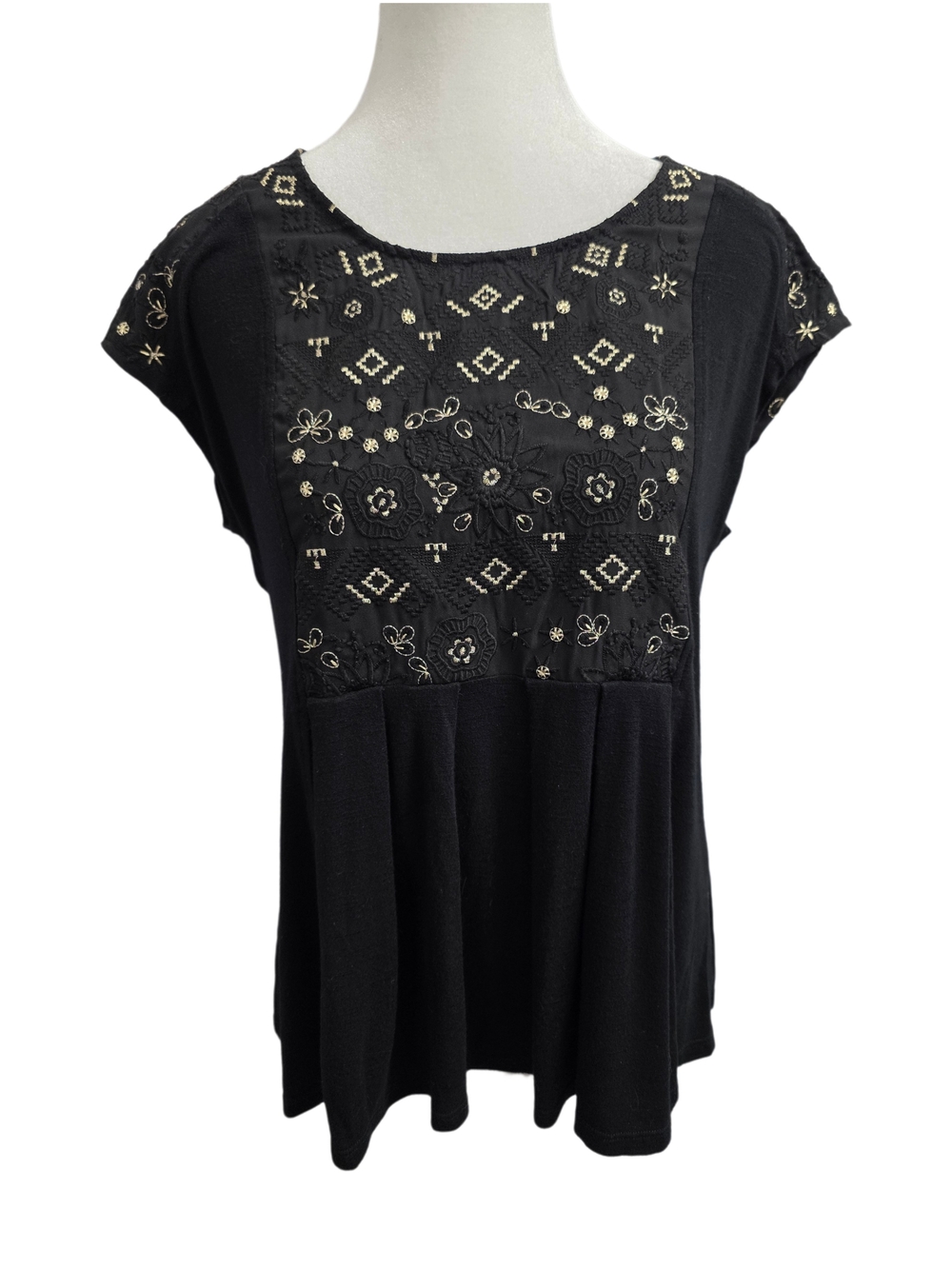 Anthropologie Akemi + Kin Women's Top Embroidered Gold Details Size XS